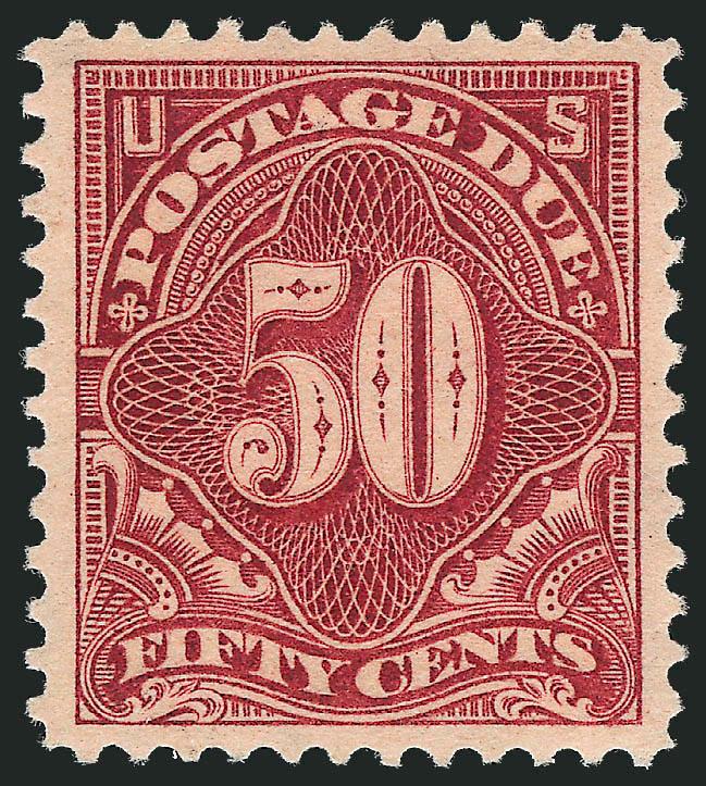 50c Deep Claret (J44).> Original gum, barely hinged, rich color and detailed impression showing every detail of the engraving, unusually choice centering, Extremely Fine Gem, with 2007 P.S.E. certificate
(OGph, XF-Superb 95 SMQ $860.00), this is the
