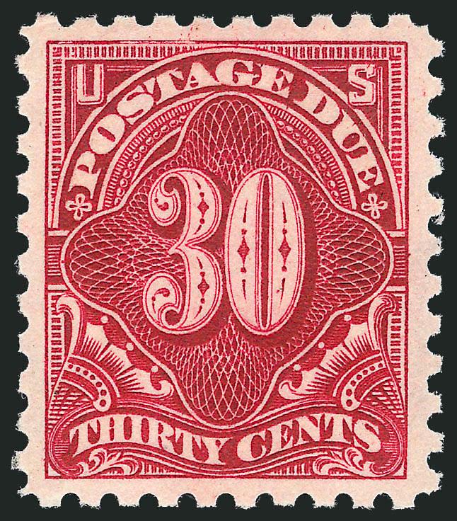 30c Carmine Lake (J57).> Mint N.H., deep rich color on bright fresh paper, well-centered with wide margins, Extremely Fine, a beautiful stamp, ex Hoffman, with 2001 P.F. certificate