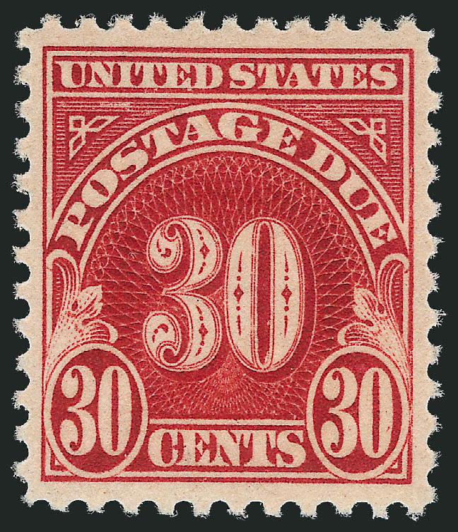 30c Carmine (J75).> Mint N.H., brilliant color on bright paper, essentially perfect centering, Extremely Fine Gem, with 1984 P.F. and 2006 P.S.E. certificates (XF-Superb 95 SMQ $670.00)