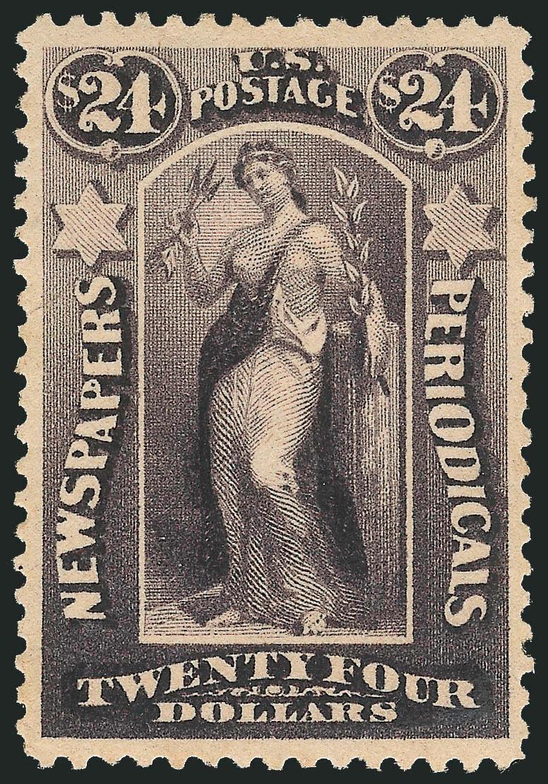 $24.00 Dark Violet, 1879 Issue (PR76).> Original gum, lightly hinged, beautiful margins and with nearly precise centering, intense color, Extremely Fine Gem, with 1995 and 2008 P.F. certificates