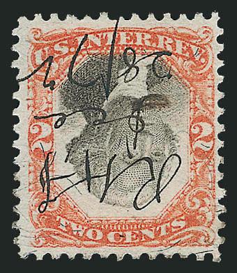 2c Orange & Black, Third Issue, Inverted Center (R135b).> Nicely centered with bold ms. 1872 cancel,Very Fine