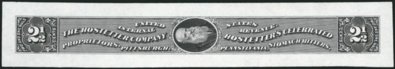 Hostetter Co., 2-12c black, Large Die Proof on India (RS285P1).> Wonderfully fresh, neatly pressed vertical crease in center, Extremely Fine appearance, very few known if not unique, unlisted in Scott U.S.
Specialized