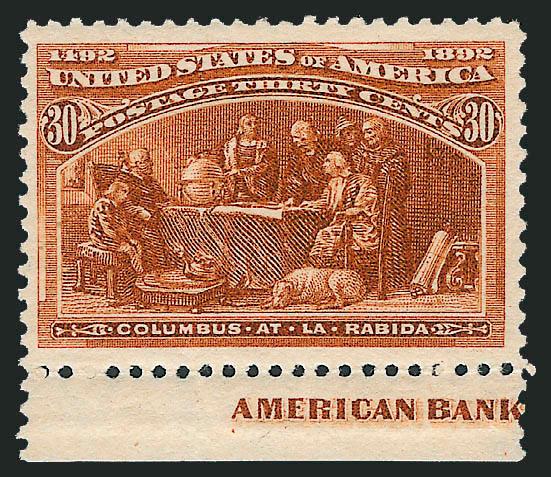 1c-30c Columbian (230-233, 235-237, 239).> Original gum, 1c-10c Mint N.H. (last with offset on gum from another value), 30c small h.r., Fine-Very Fine, most Very Fine, 30c with 2003 Swiss
certificate