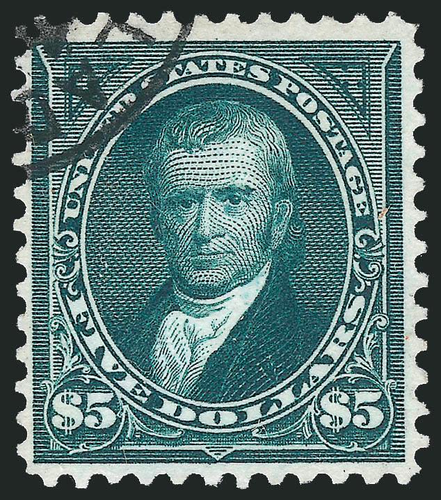 $1.00 Black, Ty. II, $2.00 Dark Blue, $5.00 Dark Green (276A, 277a, 278).> $1.00 wide margins, reperfed at top, appears Very Fine, $2.00 and $5.00 target and circular datestamp cancels respectively and
completely sound, Fine, each with 2010 P.F. cert