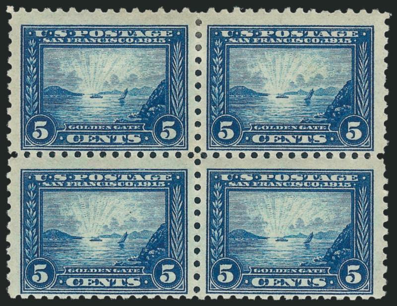 1c-10c Panama-Pacific (397-400, 401-403).> Blocks of four, missing No. 400A, small h.r., on most, bright colors, few perf separations on a couple, Fine-Very Fine