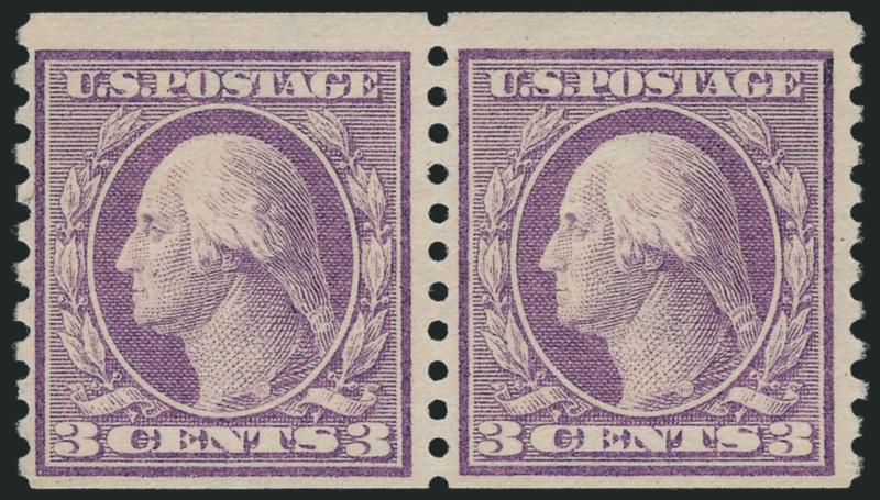 1c-5c 1914-16 Coils (449, 450-458).> Pairs except No. 453 joint line pair, Fine-Very Fine, with four certificates (most P.F.)