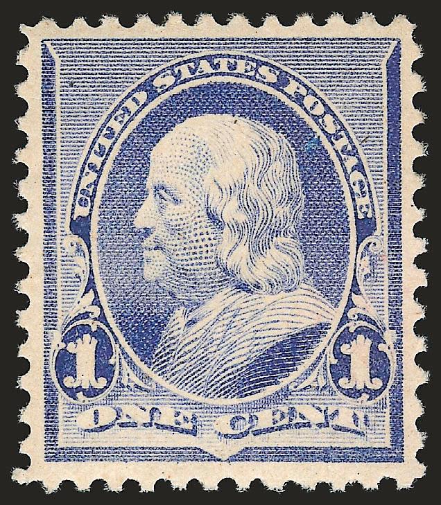 1c Dull Blue (219).> Mint N.H., brilliant color, unusually wide margins, fresh and Extremely Fine