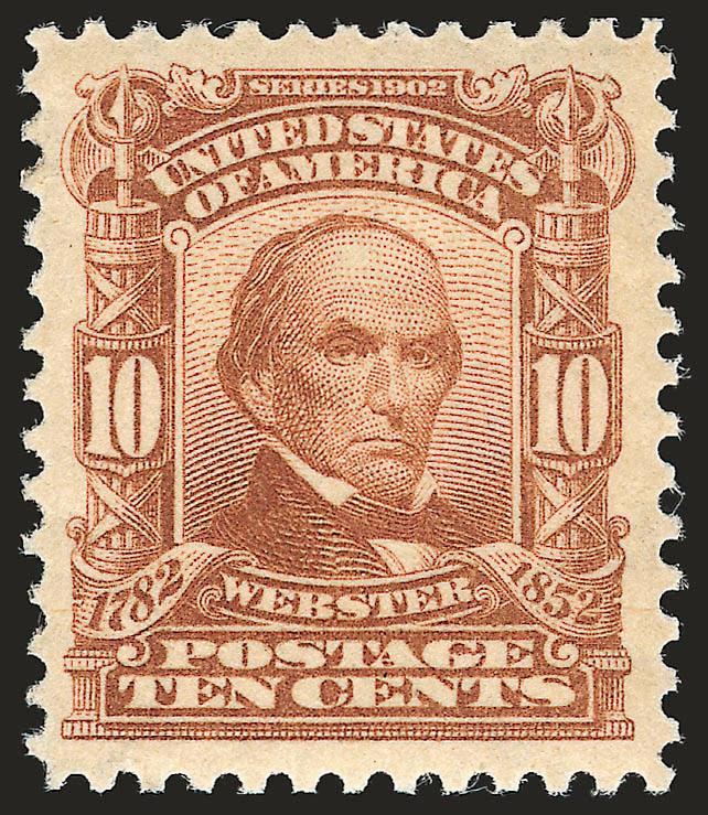 10c Pale Red Brown (307).> Mint N.H., radiant color as fresh as the day it was printed, choice centering with Jumbo margins, Extremely Fine, with 2007 P.S.E. certificate (XF 90 Jumbo SMQ $580.00 as 90,
$1,800.00 as 95)