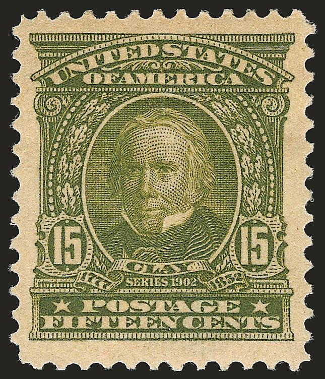 15c Olive Green (309).> Barely hinged, intense shade, Jumbo margins all around, Extremely Fine Gem, a huge stamp, with 1985 P.F. certificate