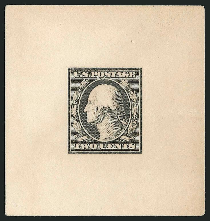 2c Pale Black, Large Die Trial Color Proof on India (332TC1).> On 51 x 54mm card, bright color, light bend, small surface scrape, otherwise Very Fine, scarce shade which may be the Lilac Black shade