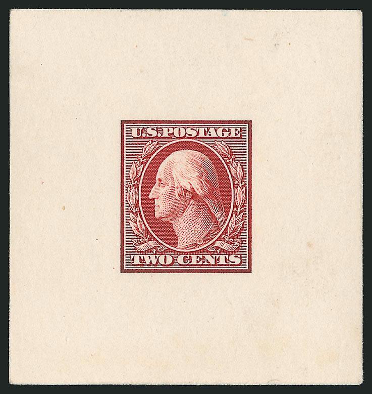2c Rose Carmine, Large Die Trial Color Proof on India (332TC1).> On 51 x 54mm card, rich color, Very Fine and choice