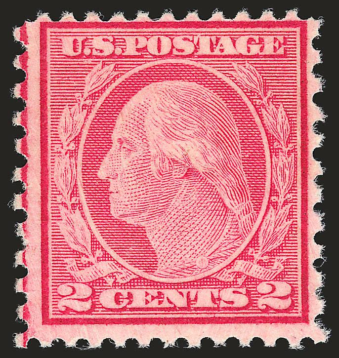 2c Carmine Rose, Ty. II, Rotary Perf 11 x 10 (539).> Mint N.H., tiny light Roman numeral II on gum in pencil, shows guide line at left (not too common), about Fine, with 1972 P.F. certificate for a horizontal
pair (left stamp)