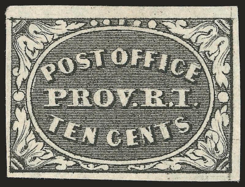 Providence R.I., 10c Gray Black (10X2).> Unused (no gum), ample to large margins, fresh, Very Fine, with 2007 P.F. certificate, Scott Retail as original gum