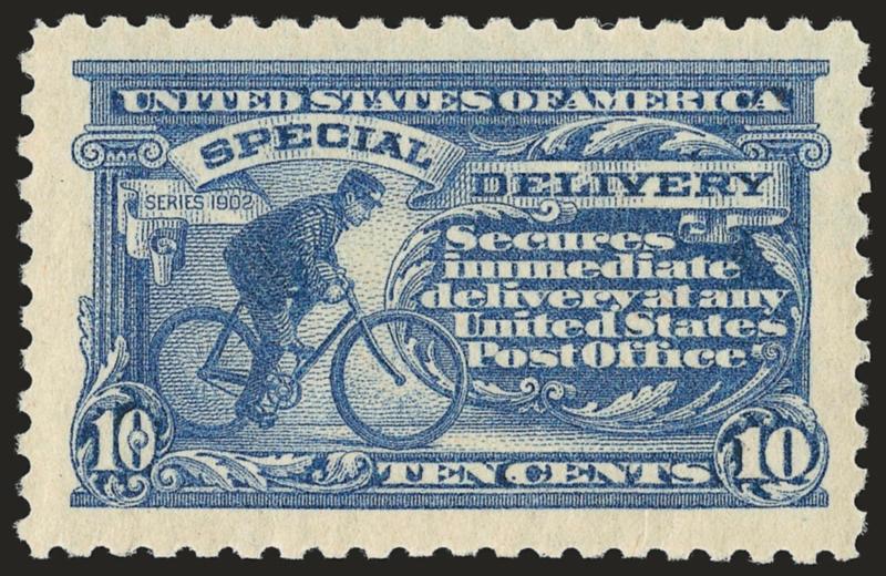 10c Ultramarine (E9).> Mint N.H., attractive pale shade, beautiful centering with enormous margins all around<><>^EXTREMELY FINE. A MAGNIFICENT EXAMPLE OF THE 10-CENT 1914 SPECIAL DELIVERY ISSUE.^<><>With 2001
P.F. certificate