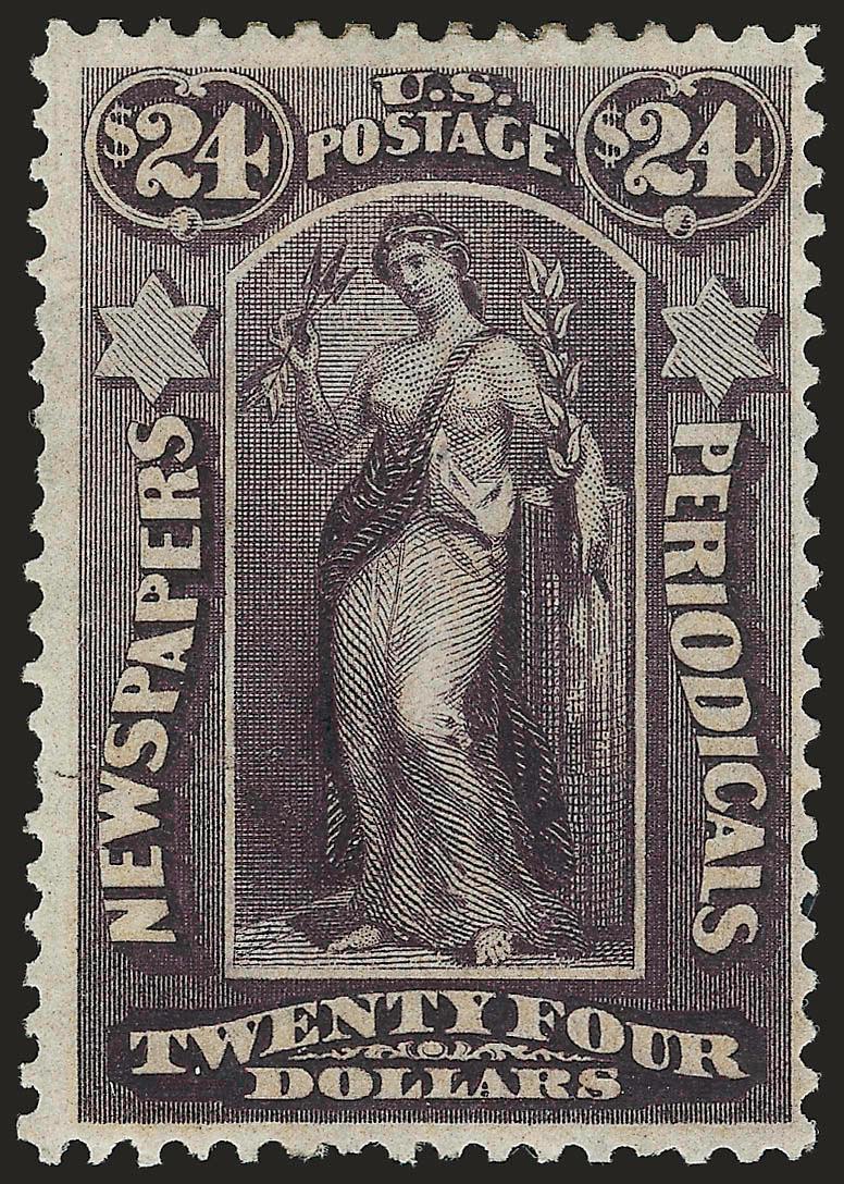 $24.00 Dark Gray Violet, 1875 Issue (PR29).> Disturbed original gum, marvelous intense color and sharp impression, possible tiny thin speck, Very Fine appearance