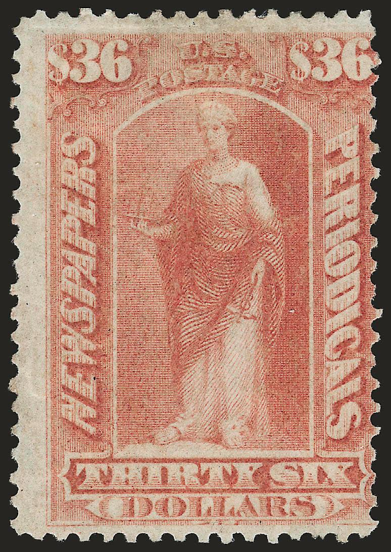 $36.00 Brown Rose, 1875 Issue (PR30).> Original gum, h.r., Very Good