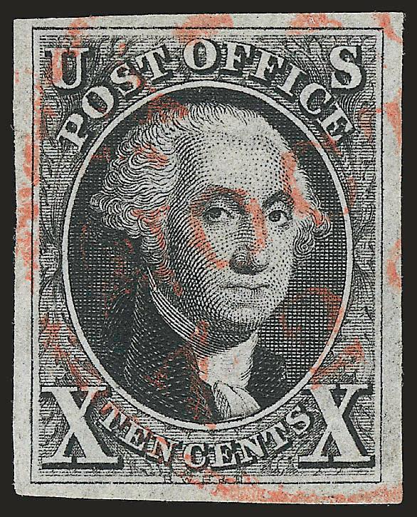 10c Black (2).> Large even margins, bright shade and crisp impression nicely complemented by red circular datestamp<><>^EXTREMELY FINE GEM. A SUPERB USED 10-CENT 1847 ISSUE.^<><>With 1976 P.F.
certificate