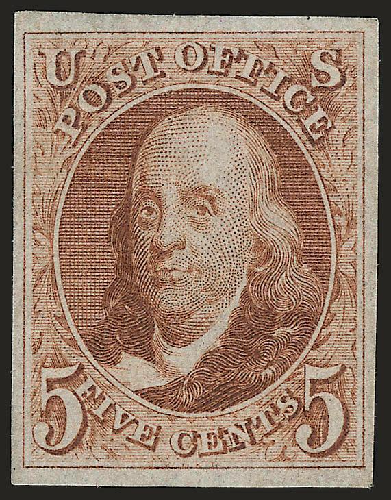5c Red Brown, Reproduction (3).> Without gum as issued, large margins all around, Extremely Fine