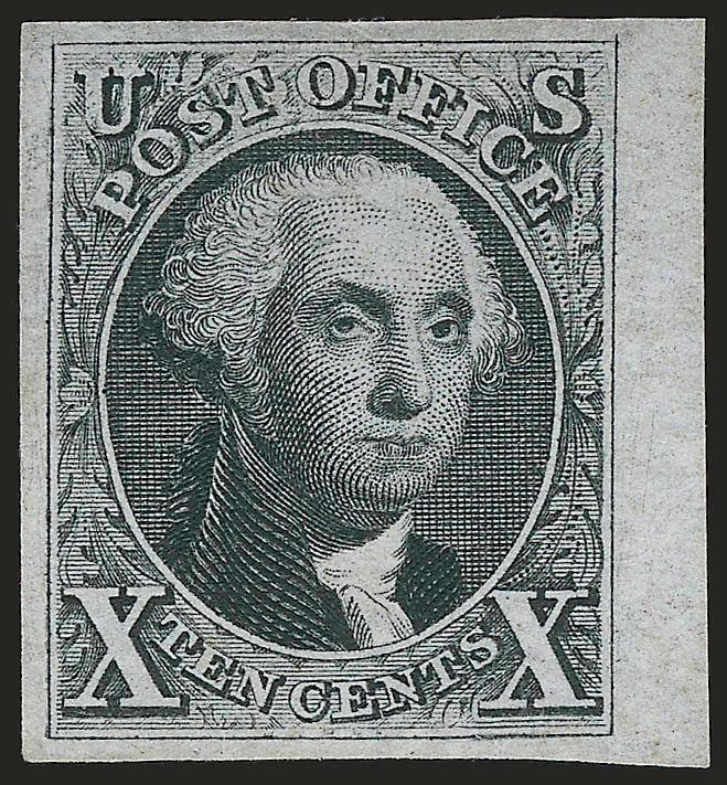 10c Gray Black, Reproduction (4).> Without gum as issued, large to huge margins incl. <sheet margin> at right, bright shade, fresh and Extremely Fine Gem, a magnificant stamp