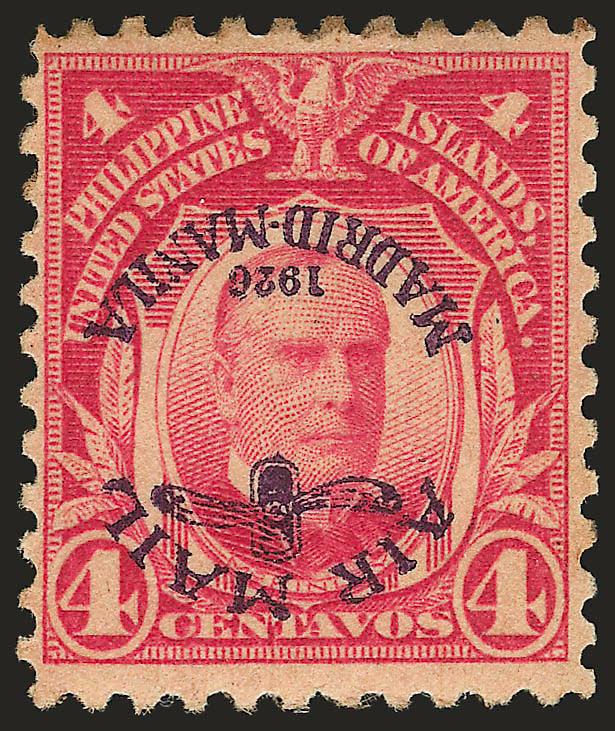 1926, 4c Carmine, Air Post, Inverted Ovpt. (C2a).> Unused (regummed), reperfed at right, Fine appearance, only one sheet of 100 discovered