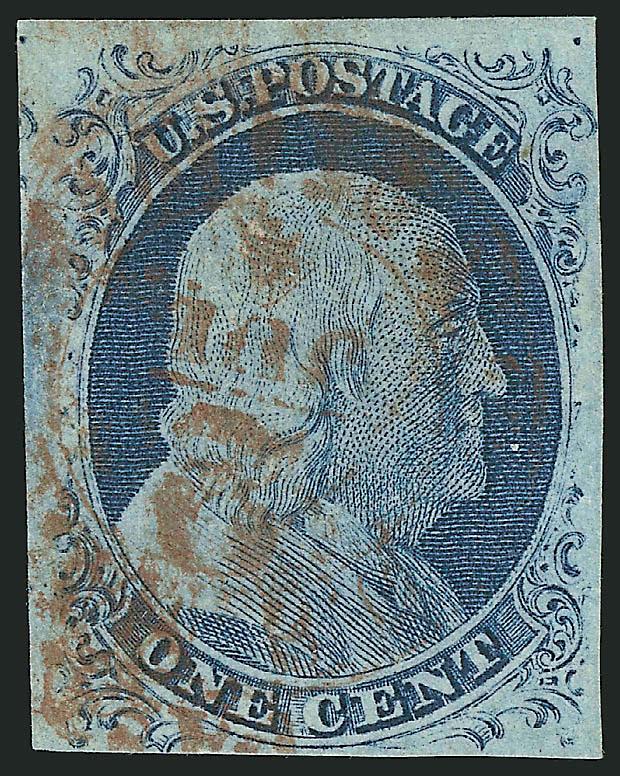 1c Blue, Ty. IV (9).> Position 9L1L, recut twice at bottom, large margins to clear, bright color nicely complemented by <red N.Y. carrier> cancel, fresh and Very Fine, ex Koppersmith, with 1989 P.F.
certificate