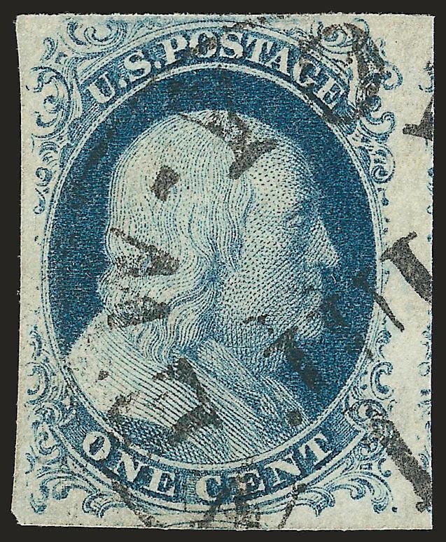 1c Blue, Ty. IV (9).> Recut once at top and once at bottom, large margins to ample at top, bright color, neat strike of New York circular datestamp, Very Fine and choice