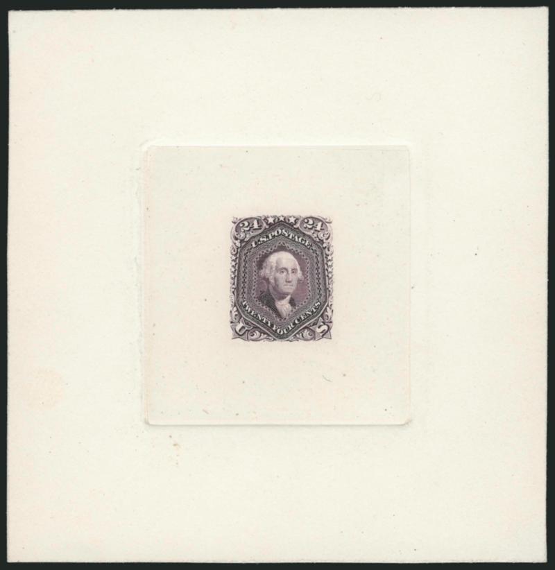 24c Violet, Large Die Trial Color Proof on India (70TC1).> 109 x 110mm with full die sinkage, rich color, Very Fine and choice, with 2003 P.F. certificate