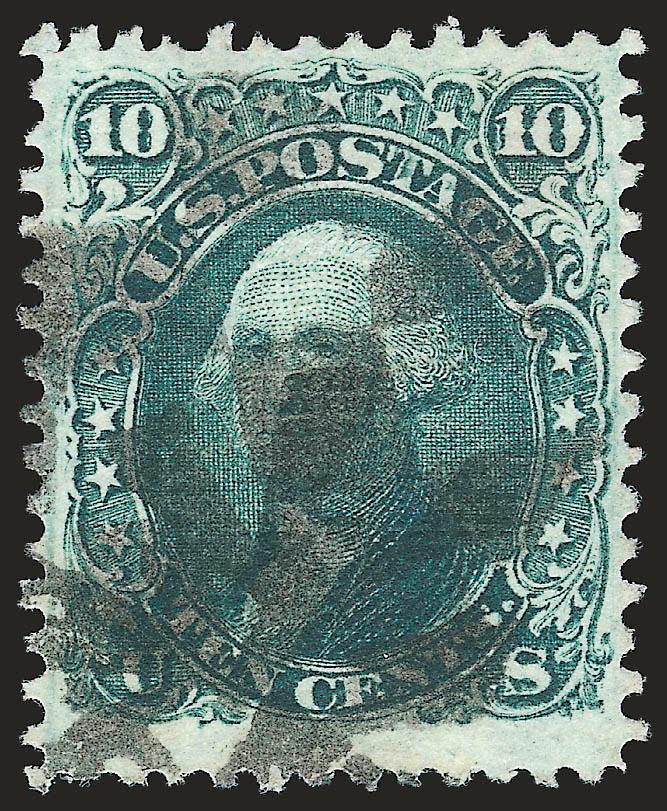 10c Green, E. Grill (89 var).> TAG transfer variety, wide margins, unusual cork cancel, Very Fine, with 2007 P.F. certificate