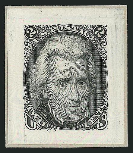 2c Black, Die II, Small Die Proof on Wove (73aP2).> On gray card backing from the Roosevelt album, large margins, Very Fine, only 85 were produced