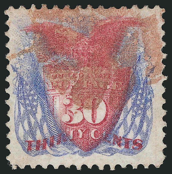 30c Ultramarine & Carmine (121).> Radiant colors nicely complemented by <red> cork cancel, fresh and Very Fine, with 1998 P.S.E. certificate