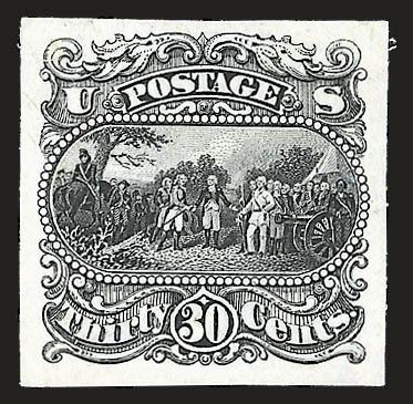 30c Black, Burgoyne Plate Essay on India (121-E1q).> Large margins, bright shade, Very Fine