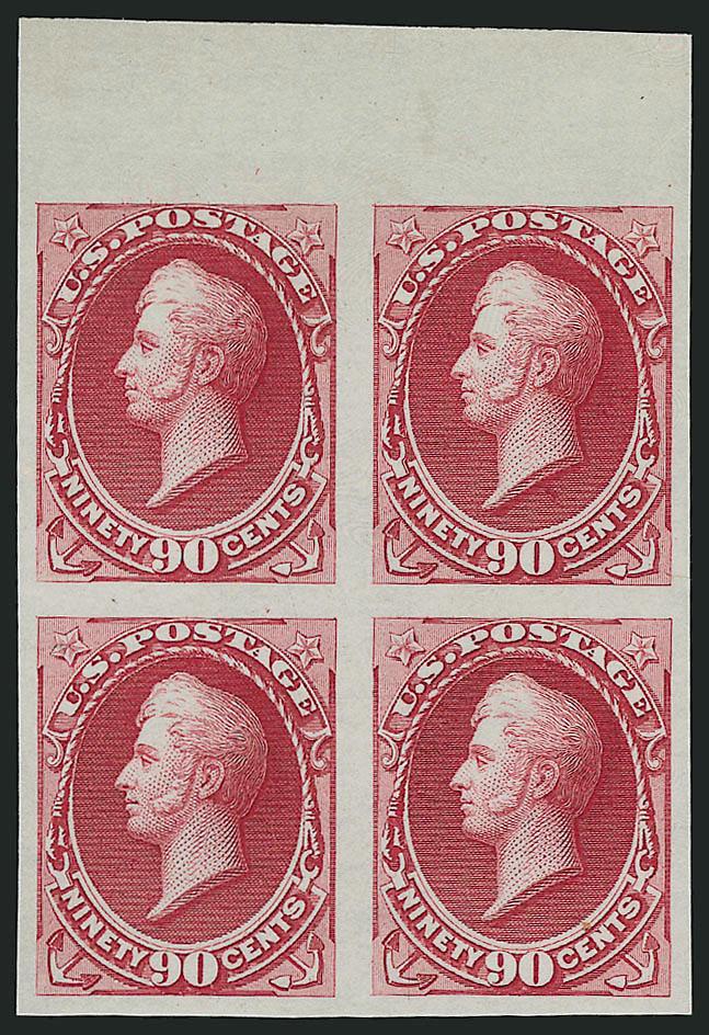 7c-90c 1873 Issue, Plate Proofs on India (160P3-166P3).> Blocks of four except 7c and 15c blocks of six, four on original card backings, Fine-Very Fine
