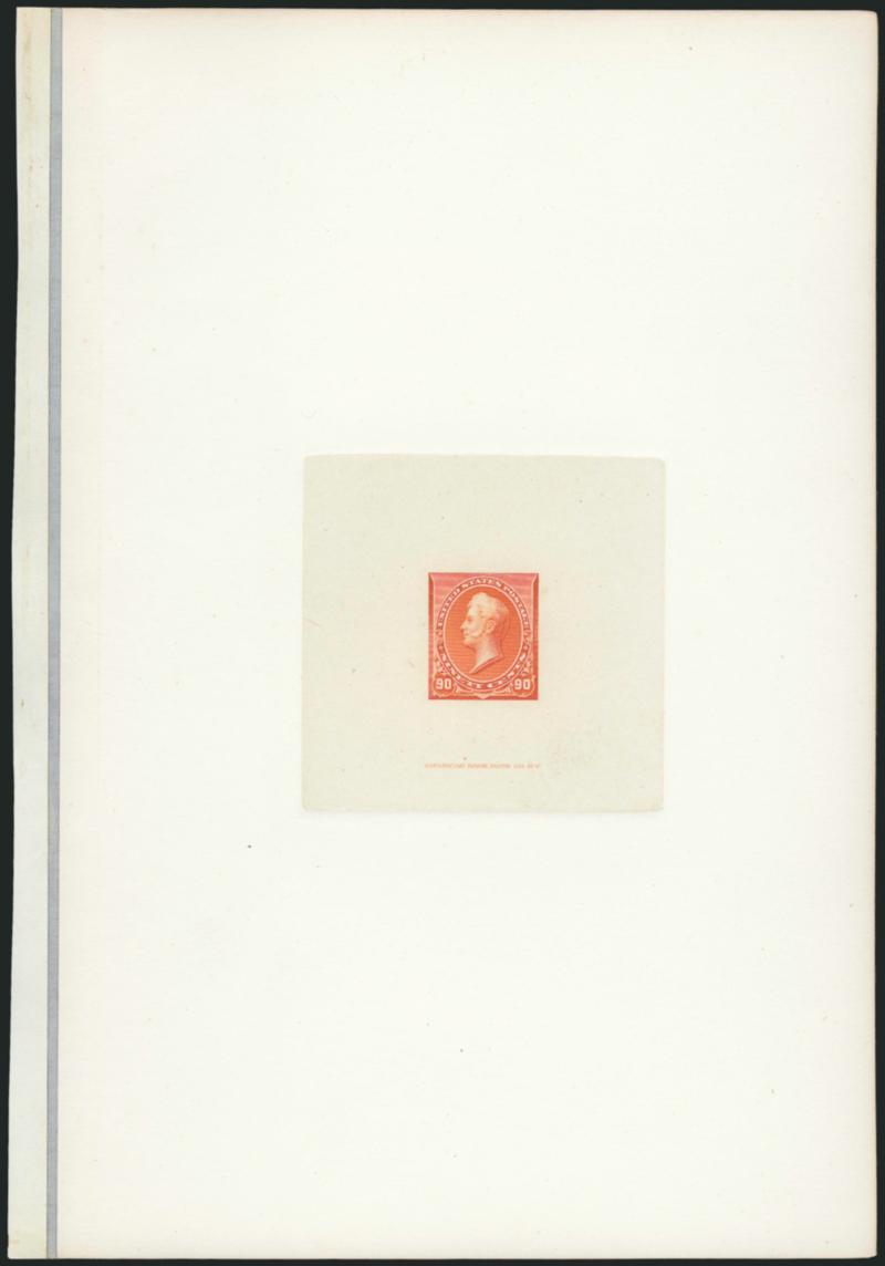 1c-90c 1890 Issue, Large Die Proofs on India (219P1229P1).> Complete except for 219DP1 and 221P1, mostly on 141 x 215mm cards with full die sinkage, 2c with pencil Proof on card, 1c not die sunk, most with part
of presentation binding at left, ove