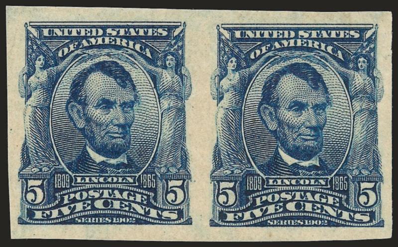 5c Blue, Imperforate (315).> Mint N.H. horizontal pair, large to huge margins, intense color, Extremely Fine, with 1984 P.F. and 2007 P.S.E. certificates