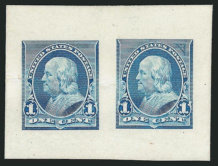 1c Franklin, Die Essay on White Card (247-E2b).> 51 x 38mm, without pencil notation as to color, showing light horizontal crack and so probably struck early, Very Fine, scarce essay