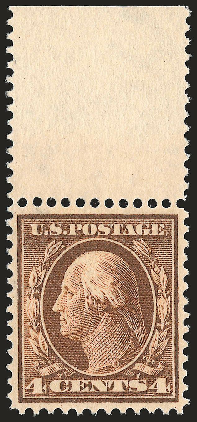 4c Brown (377).> Mint N.H. with wide top selvage, essentially perfectly centered, sharp impression, Extremely Fine Gem, with 2006 P.F. certificate (XF-Superb 95 SMQ $1,000.00)