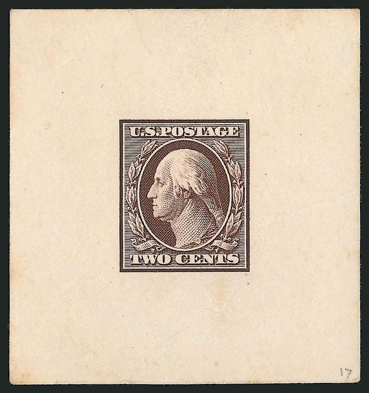 2c Lilac Brown, Large Die Trial Color Proof on India (332TC1).> On 50 x 54mm card, bright color, light crease, otherwise Very Fine, scarce