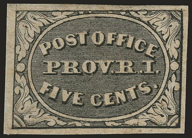Providence R.I., 5c Gray Black (10X1).> Position 7, original gum, large even margins, intense shade and impression, Very Fine and choice, with 1996 P.F. certificate