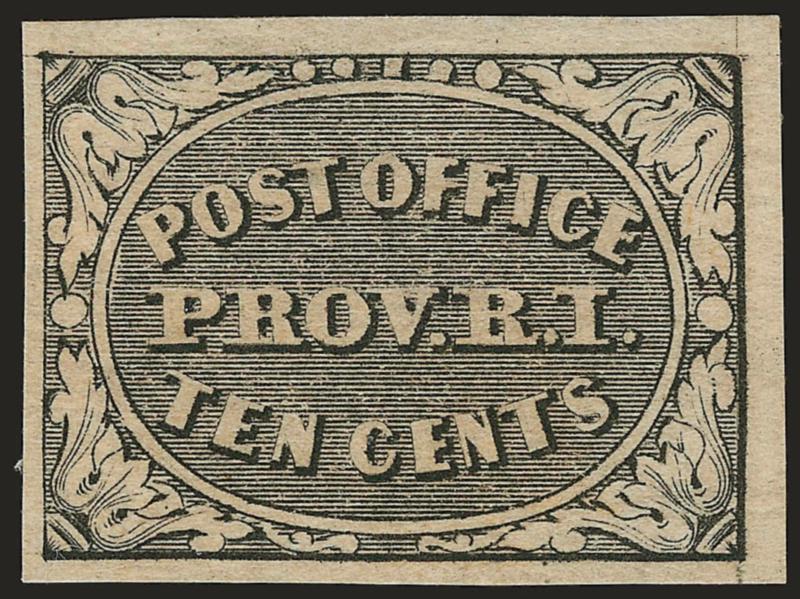 Providence R.I., 10c Gray Black (10X2).> Slightly disturbed original gum, large even margins, Very Fine and choice