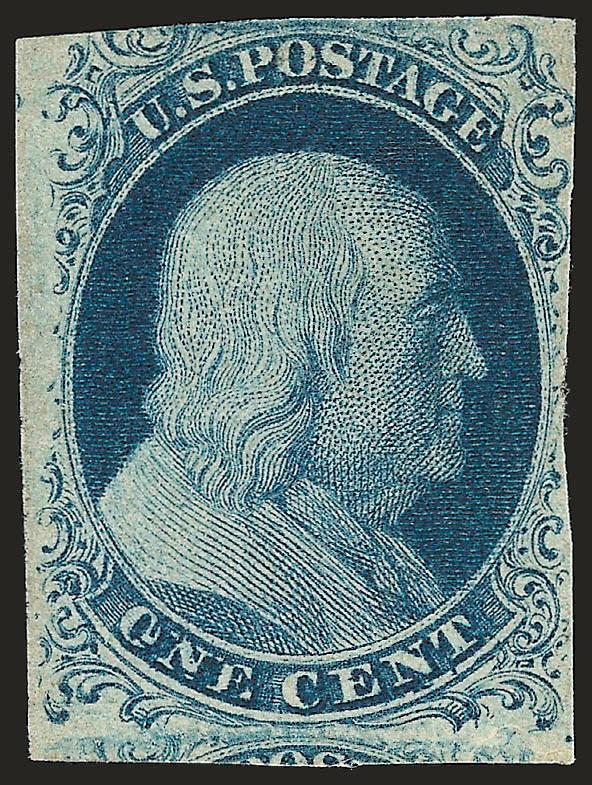 1c Blue, Ty. II (7).> Position 48R2, <double transfer,> small part original gum, large margins to just in incl. part of adjoining stamp at bottom, intense shade and impression, Fine, signed Ashbrook, with 2002
P.S.E. certificate