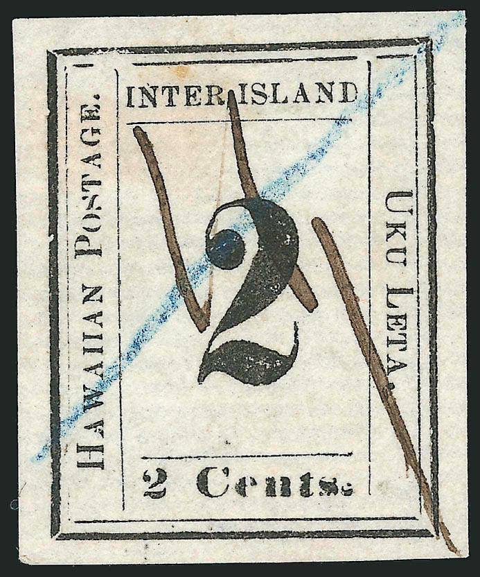 1864, 2c Black, Laid (24).> Plate 7-A, Type IV (Westerberg Pos. 4), large margins, ms. and blue crayon cancels, fresh and Extremely Fine