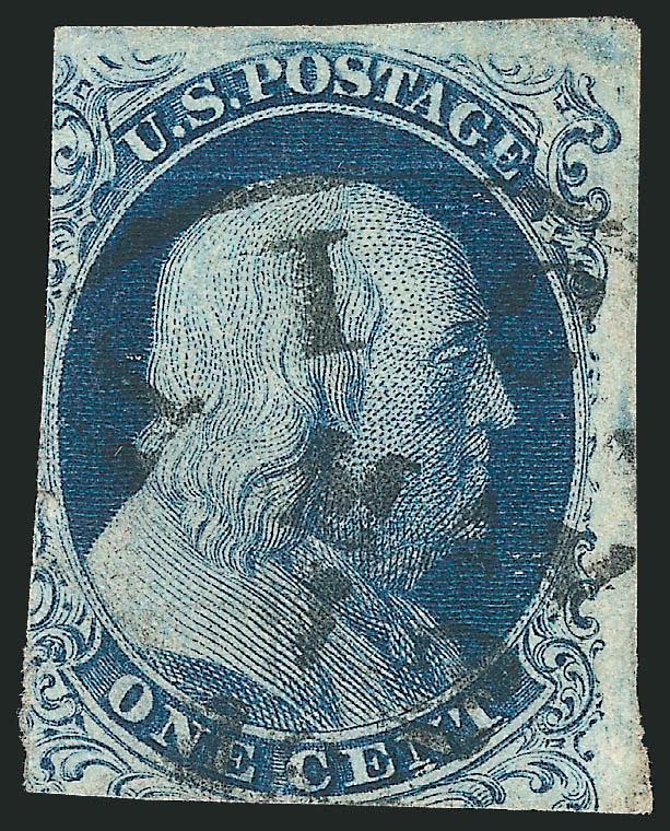 1c Blue, Ty. Ia (6).> Position 98R4, large margins to slightly in, intense color, bold circular datestamp, horizontal crease and tiny tear, Very Good appearance, a more than acceptable example of a stamp missing
in most advanced U.S. collections, wit