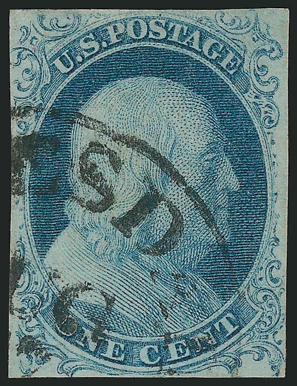 1c Blue, Ty. IIIa (8A).> Margins to just in, pretty Plate 1E color, neat strike of circular datestamp, fresh and Fine, owners backstamp