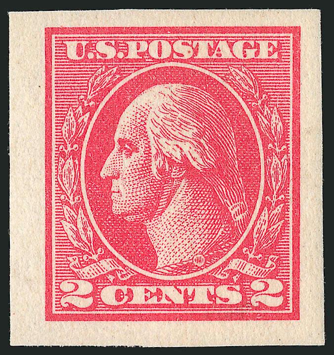 2c Carmine, Ty. VII, Imperforate (534B).> Large to enormous margins, deep rich color on crisp white paper, Extremely Fine Gem, with 2000 P.F. certificate stating Never Hinged, however, we are of the opinion
that this stamp has been skillfully brush