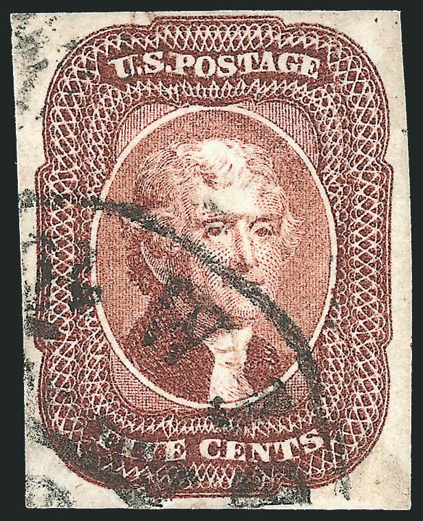 5c Red Brown (12).> Clear to huge margins, circular datestamp, Very Fine, with 1997 P.F. certificate