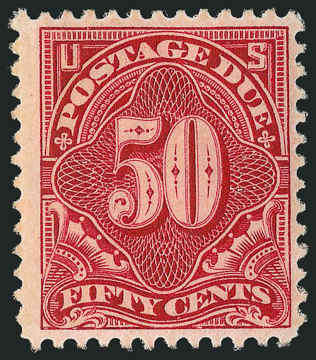 50c Deep Claret (J50).> Lightly hinged, well-centered and marvelous color, Very Fine, scarce this nice, with 2007 P.S.E. certificate