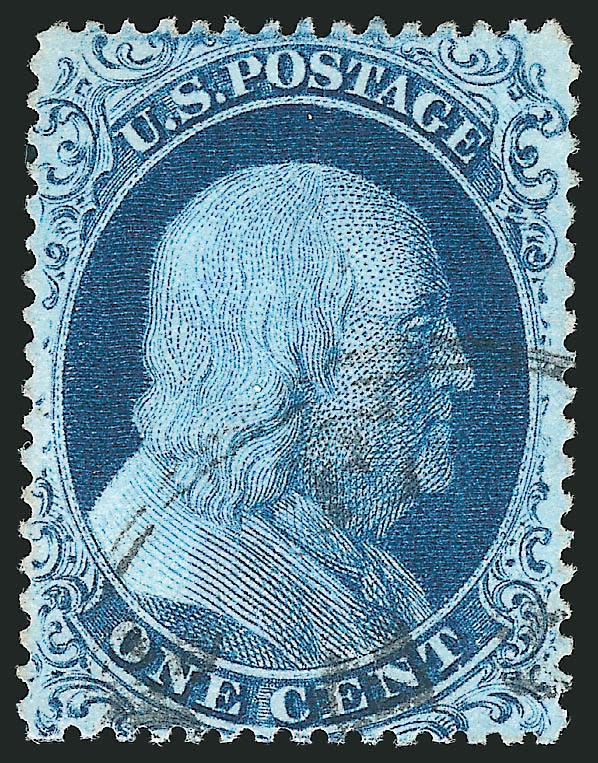 1c Blue, Ty. II (20).> Marvelous color and impression, light circular datestamp, well-centered, Very Fine, with 1996 and 2007 P.F. certificates