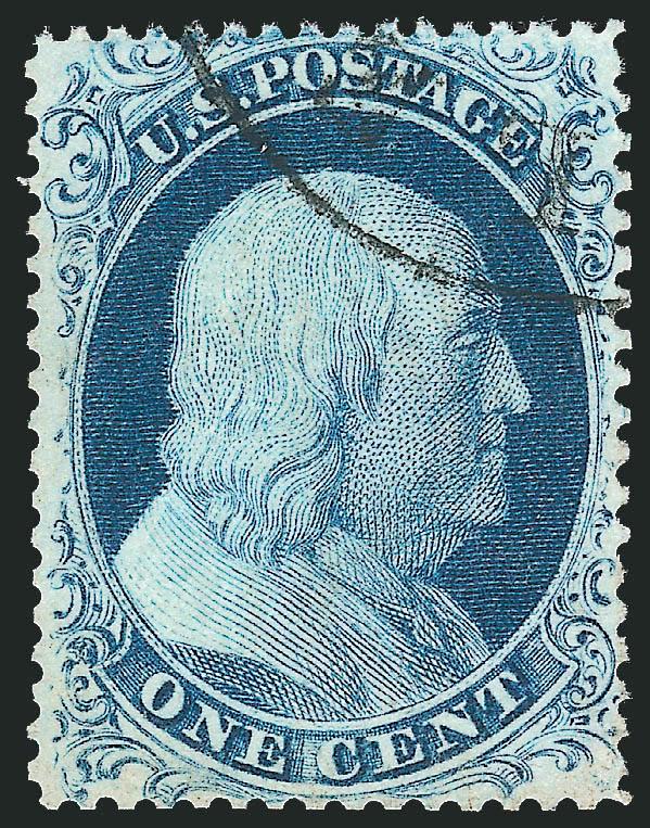 1c Blue, Ty. II (20).> Lightly cancelled by rim of circular datestamp, beautifully centered but reperfed at left (not so described on certificate), Extremely Fine appearance, with 1991 P.F. certificate