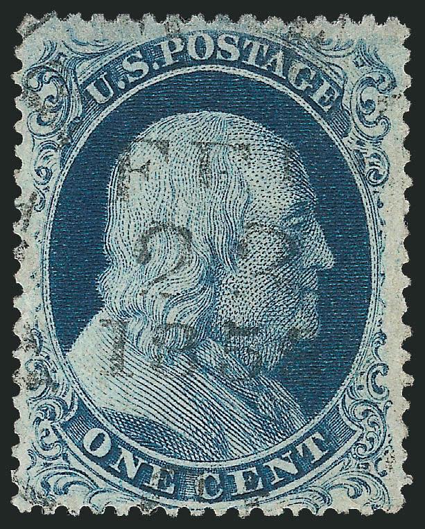 1c Blue, Ty. IIIa (22).> Well-centered, deep rich color, neat circular datestamp, Very Fine and choice, with 2007 P.F. certificate