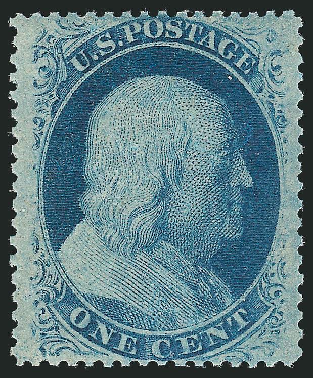 1c Blue, Ty. V (24). Mint N.H.,> handsomely balanced centering, fresh and bright, Extremely Fine, with 1999 P.F. certificate, Scott Retail as hinged